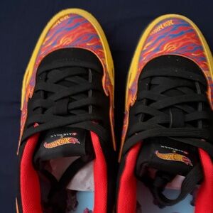 Airwalk Black Sneakers with Red, Yellow & Orange Flame Print